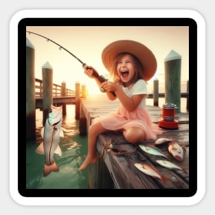 Girls love to fish Sticker